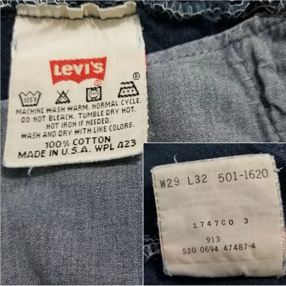 Made in USA Levis 501 Denim Jean Pants 501-1620 - Picture 7 of 8